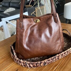 Margot Marcy Brown Leather Shoulder Purse/ Tote/Diaper Bag
